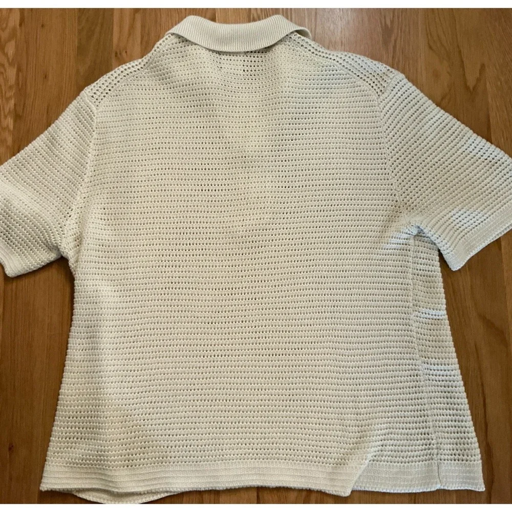Abercrombie & Fitch Open Knit Polo Ivory XL Cotton Resort Grandpa Core Luxury - Picture 3 of 6